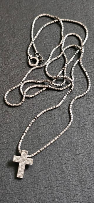Cadena Serpiente Plata 925/ 60cm, con Cruz  