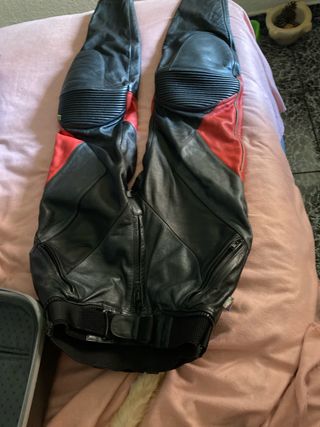 Pantalones Moto Mujer Piel Negro/Rojo