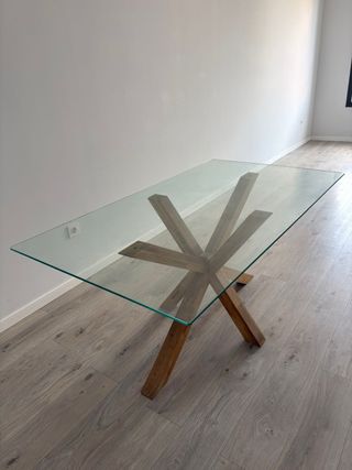 Mesa Comedor Cristal y Madera