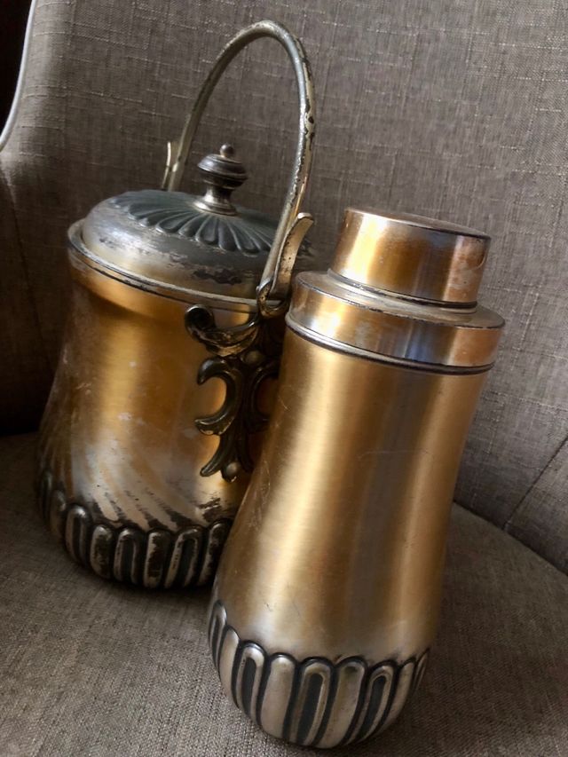 Portaghiaccio e shaker vintage metallo