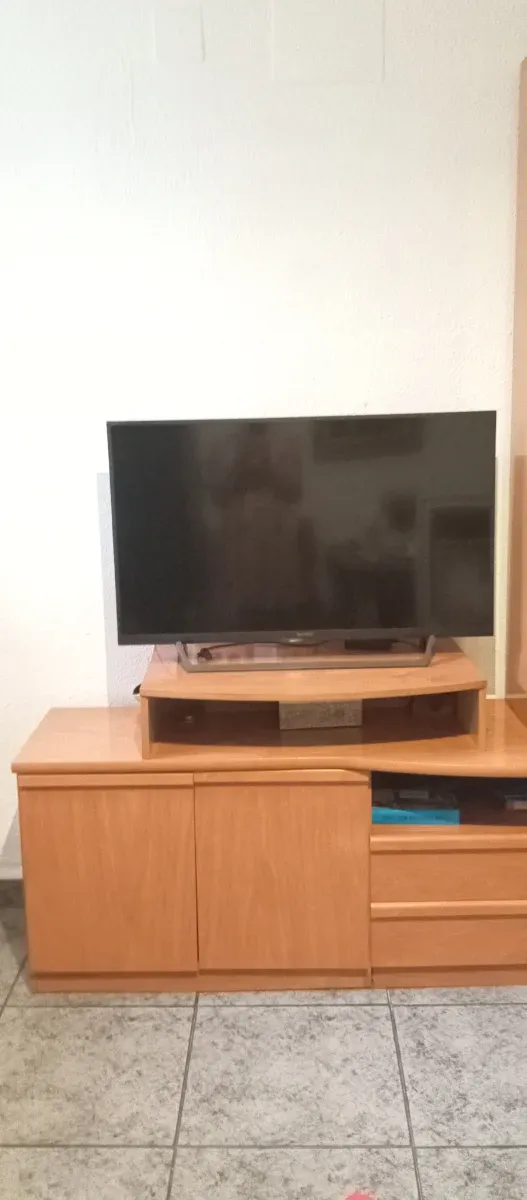 Mueble modular salita madera y cristal