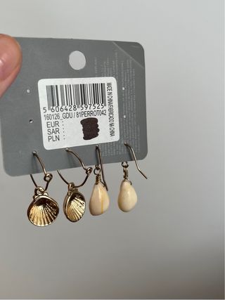 Pendientes Parfois Caracolas y Conchas Dorados