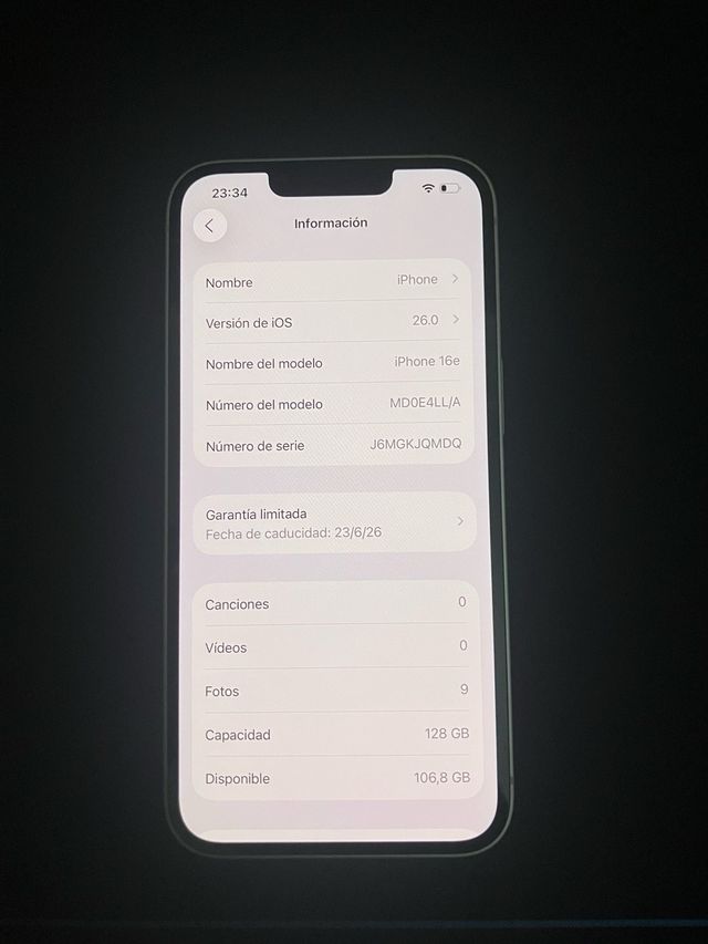 iPhone 16e blanco 128GB batería 100 original