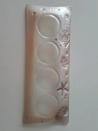 Vassoio portacandele in vetro decorato