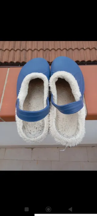 Ciabatte invernali uomo blu e bianco 