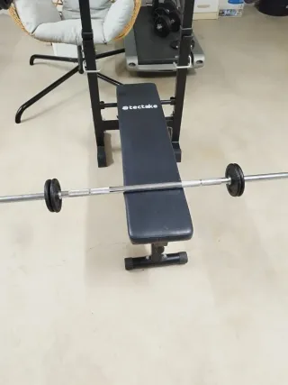 Barra de pesas 120 cm con discos