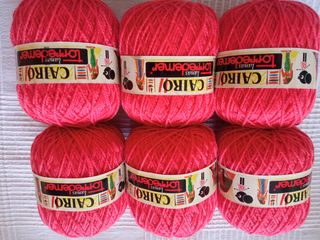 6 ovillos hilo lana CAIRO Torredemer rojo