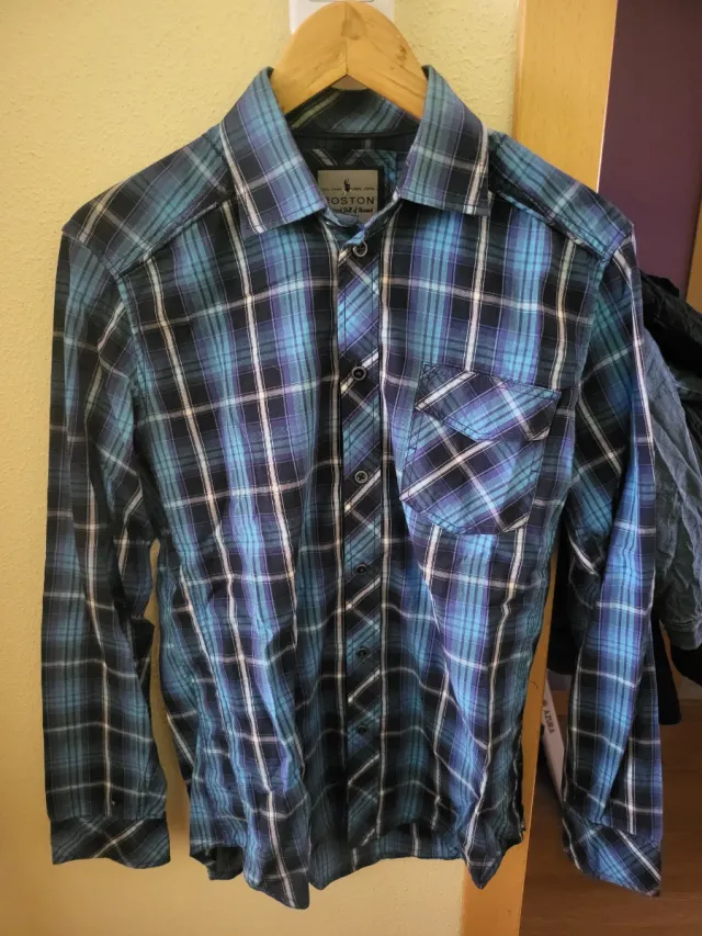 Camisa Boston cuadros azul