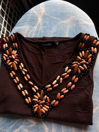 Camiseta tirantes Tintoretto con abalorios