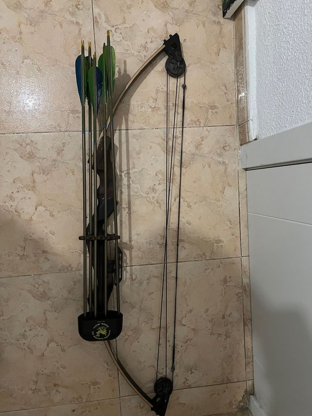 Arco compuesto con carcaj y flechas