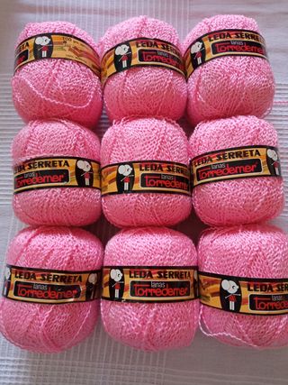 9 Ovillos Lana Rosa Leda Serreta