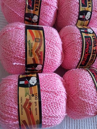 9 Ovillos Lana Rosa Leda Serreta