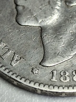 Moneda 5 Pesetas Plata 1885 Alfonso XII