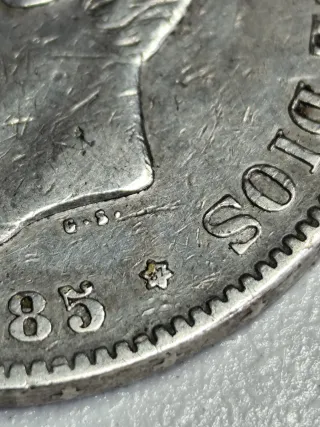 Moneda 5 Pesetas Plata 1885 Alfonso XII