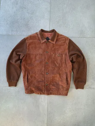 Chaqueta SeRRa Ante Marrón Talla L Lana Piel Cuero