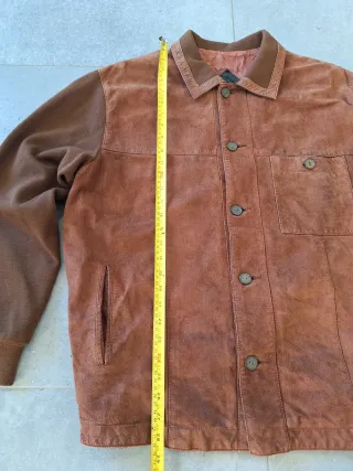 Chaqueta SeRRa Ante Marrón Talla L Lana Piel Cuero