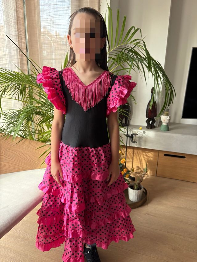 Disfraz Flamenca Niña Lunares Rosa