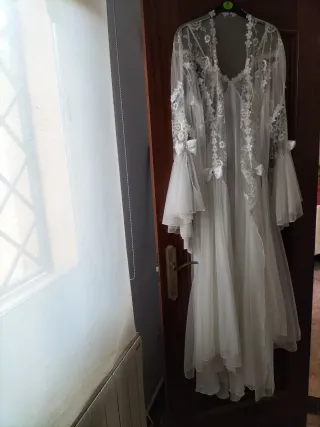 Conjunto camisón y bata encaje blanco