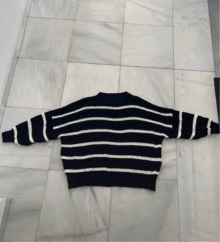 Jersey de lana negro y blanco a rayas