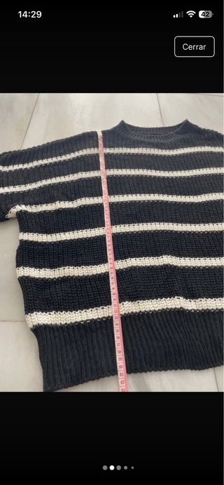 Jersey de lana negro y blanco a rayas