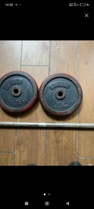 Barra + 2 discos 15kg