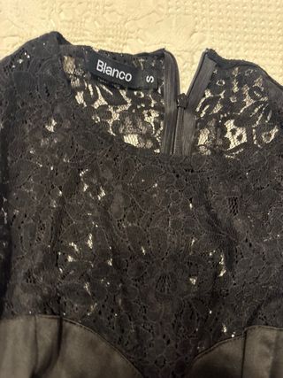 Vestido fiesta negro encaje Blanco Talla S