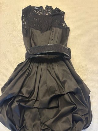 Vestido fiesta negro encaje Blanco Talla S