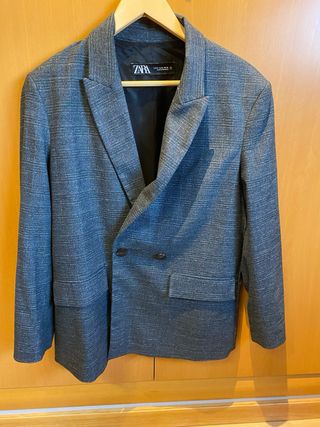 Americana Zara Gris Cuadros