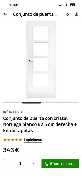 Conjunto puerta cristal Noruega blanco