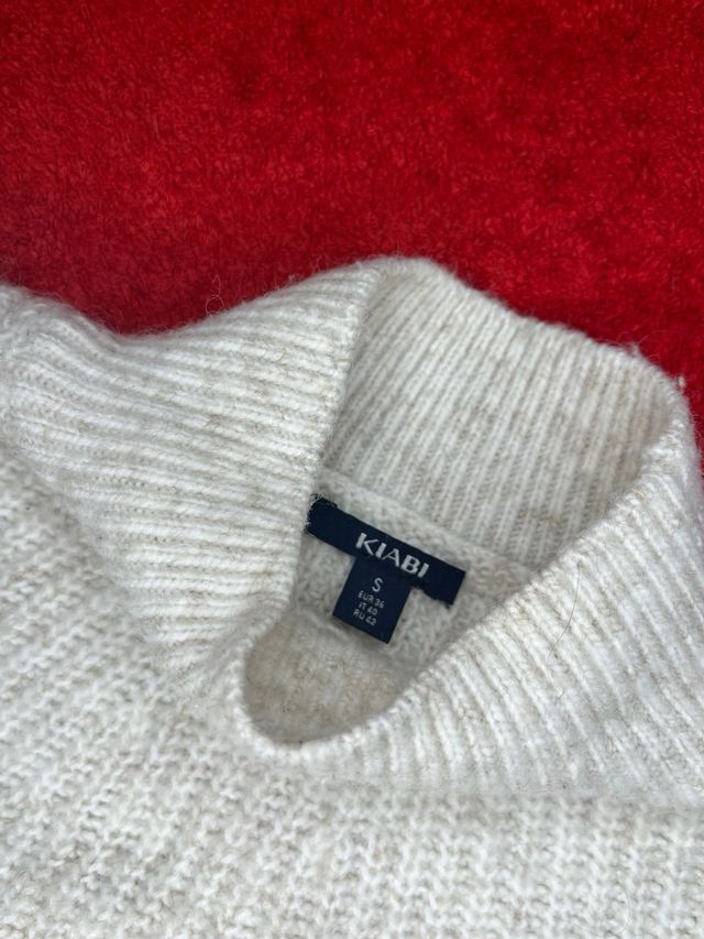 Jersey de punto beige mujer