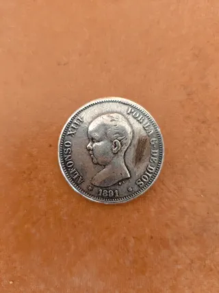 5 Pesetas 1891 Alfonso XIII Réplica