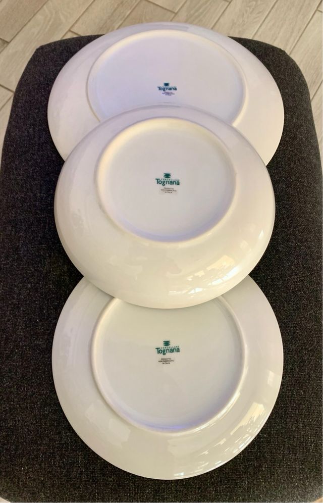 Tris Piatti Tognana Porcellana Viola Bianco NUOVI