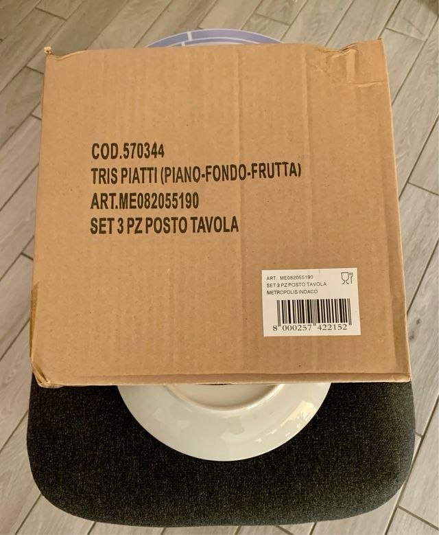 Tris Piatti Tognana Porcellana Viola Bianco NUOVI