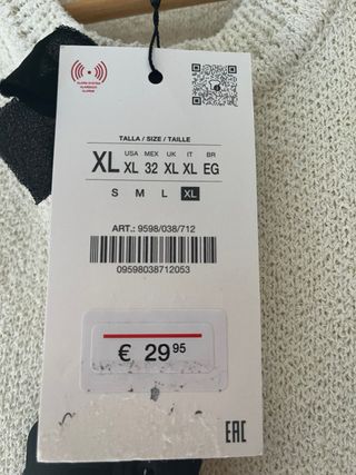 Chaqueta Zara Blanca Punto XL Lazos
