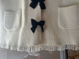 Chaqueta Zara Blanca Punto XL Lazos
