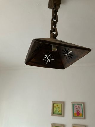 Lámpara Techo Madera y Metal