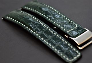 Correa Breitling Piel Cocodrilo Verde
