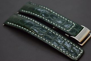Correa Breitling Piel Cocodrilo Verde