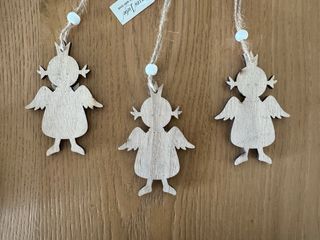 Tris angioletti legno per albero di natale