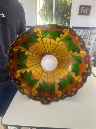 Lámpara de techo Tiffany cristal y metal