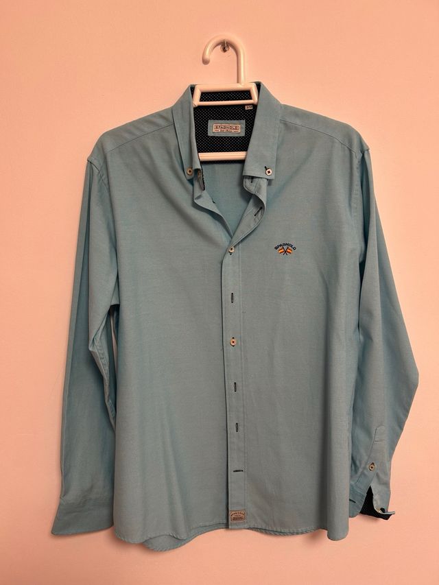 Camisa Spagnolo Azul Celeste Talla M Hombre