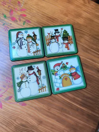 4 Posavasos Muñecos de Nieve Navideños