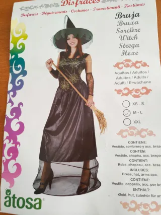 Disfraz Bruja Atosa Mujer Talla M-L