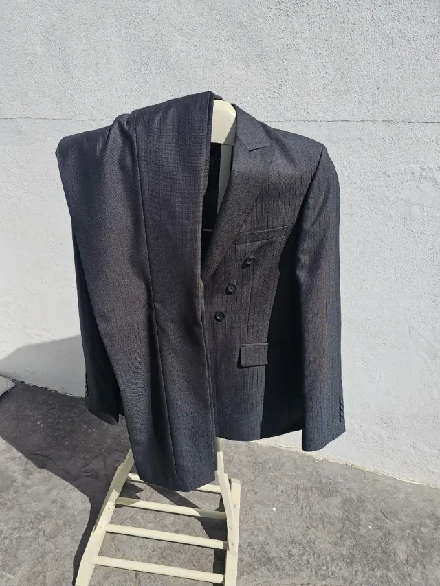 Traje McEntee Negro Rayas Finas