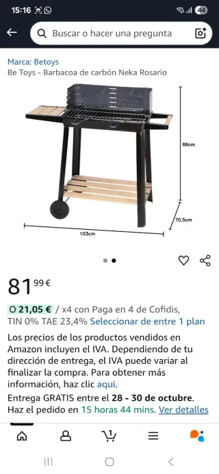 Barbecue a carbonella Betoys Rosario