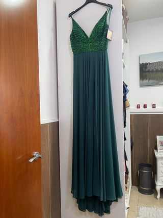 Vestido verde lentejuelas invitada boda