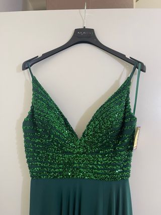 Vestido verde lentejuelas invitada boda