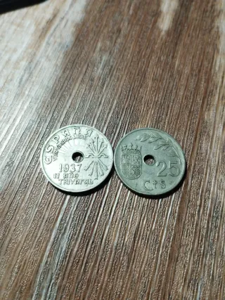 2 Monedas 25 Céntimos 1937