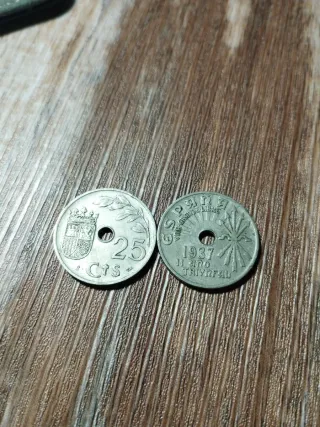 2 Monedas 25 Céntimos 1937