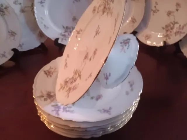 Vajilla Limoges Porcelana Flores Lila